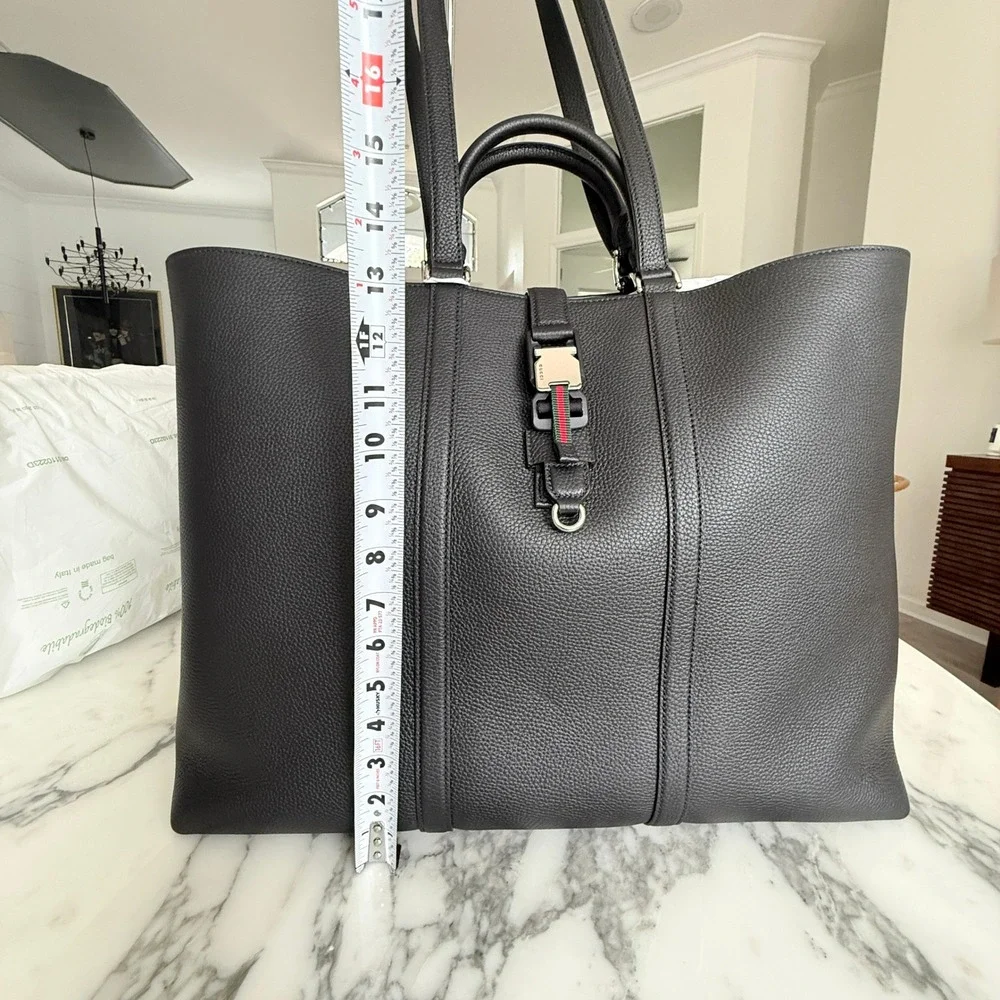 Gucci 816753 Black Leather Maxi Tote Bag web detail NWT